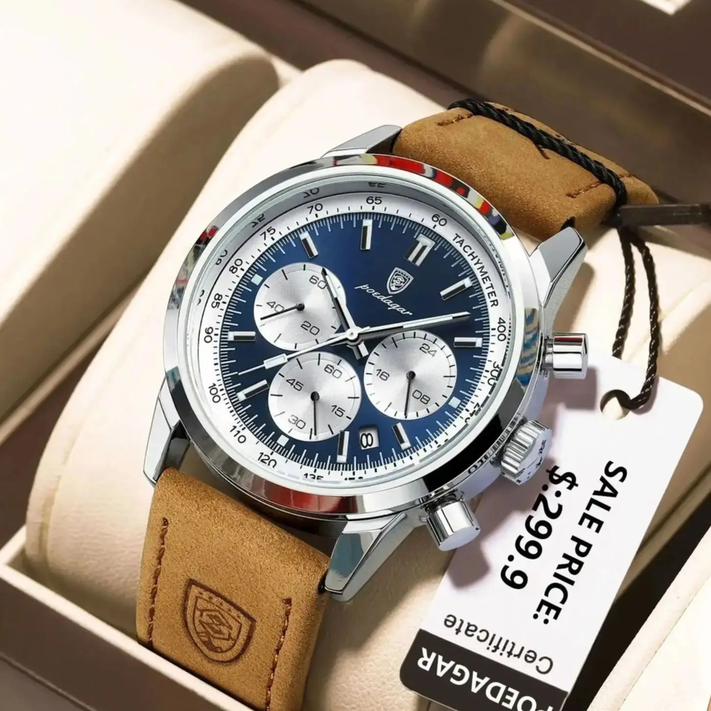 Poedagar's Leather Chronograph Watch