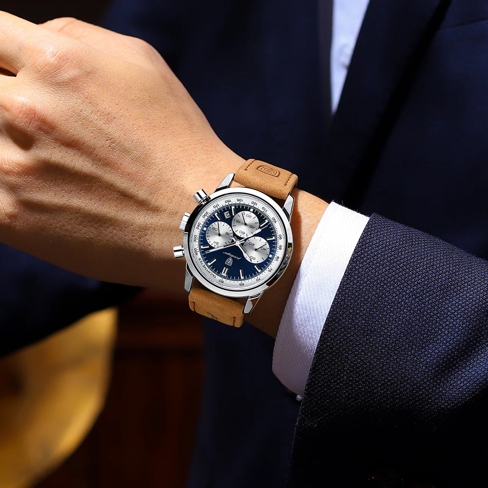 Poedagar's Leather Chronograph Watch
